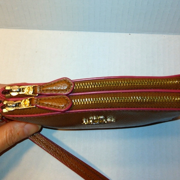 EUC☆COACH☆Edgepaint Crossgrain Leather Large Double Zip Clutch Wristlet~Rare - Picture 6 of 16